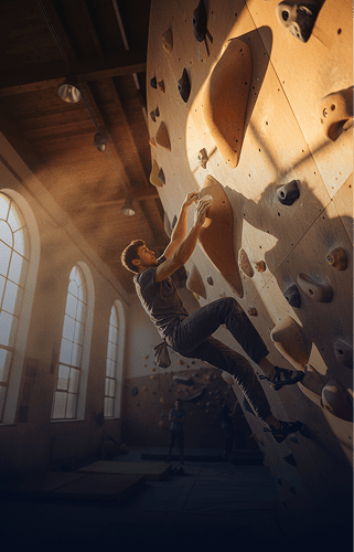 Climber on an indoor rock wall